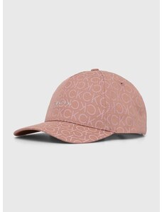 Памучна шапка с козирка Calvin Klein в розово с десен K60K611152