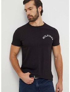 Памучна тениска Tommy Hilfiger в черно с принт MW0MW33686