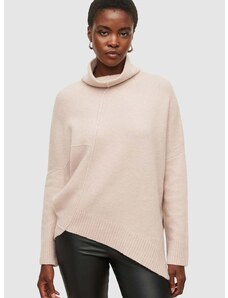 Пуловер AllSaints дамски в бежово с поло