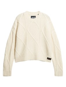 Superdry Пуловер злато / черно / бял памук