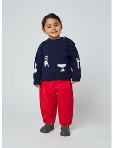 Бебешки памучен панталон Bobo Choses в червено с изчистен дизайн