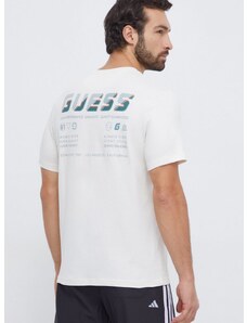 Памучна тениска Guess MEDGAR в бежово с принт Z4RI08 I3Z14