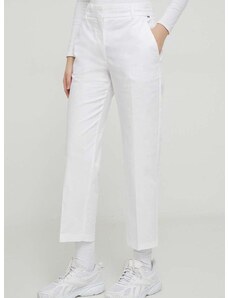Панталон Tommy Hilfiger в бяло със стандартна кройка, с висока талия WW0WW40504
