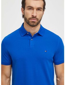 Тениска с яка Tommy Hilfiger в синьо с изчистен дизайн MW0MW17770