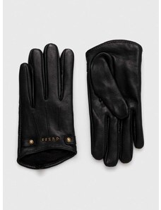 Кожени ръкавици Guess в черно