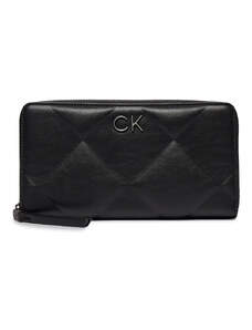 Голям дамски портфейл Calvin Klein Re-Lock Quilt Za Wallet Lg K60K610774 Ck Black BEH