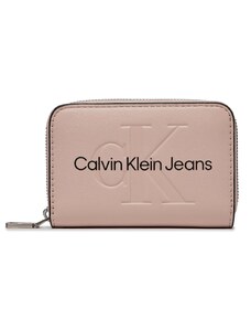 Голям дамски портфейл Calvin Klein Jeans Sculpted Med Zip Around Mono K60K607229 Pale Conch TFT