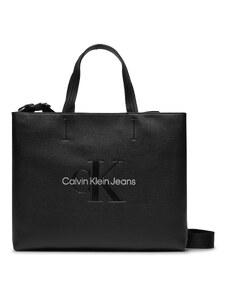 Дамска чанта Calvin Klein Jeans Sculpted Mini Slim Tote26 Mono K60K611547 Black/Metallic Logo 0GL