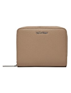 Малък дамски портфейл Calvin Klein Ck Must Z/A Wallet W/Flap Md K60K607432 Silver Mink PFA