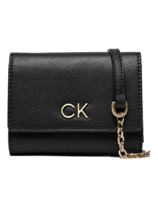 Голям дамски портфейл Calvin Klein Re-Lock Trifold Md W/Chain K60K611458 Ck Black BEH