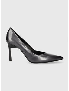 Кожени обувки с тънък ток Calvin Klein GEO STILETTO PUMP 90 - PEARL в сиво HW0HW01998