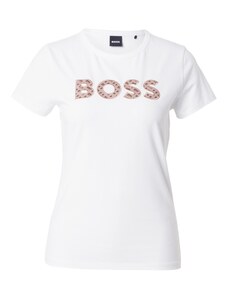 BOSS Тениска 'Eventsa4' бежово / светлокафяво / бяло
