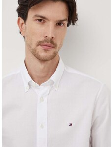 Памучна риза Tommy Hilfiger мъжка в бяло със стандартна кройка с яка копче MW0MW33828
