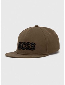 Памучна шапка с козирка Boss Orange в зелено с апликация 50505534