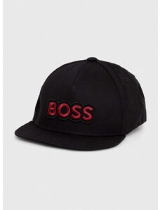 Памучна шапка с козирка Boss Orange в черно с апликация 50505534