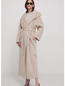 Вълнено палто Calvin Klein в сиво преходен модел с уголемена кройка K20K206746
