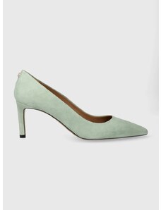 Велурени обувки с тънък ток BOSS Janet в зелено 50498810