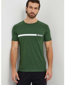 Памучна тениска BOSS в зелено с принт 50517970