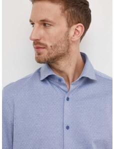 Памучна риза BOSS мъжка в синьо със стандартна кройка с класическа яка 50508922