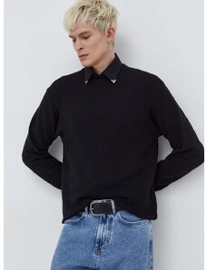 Памучен пуловер HUGO в черно
