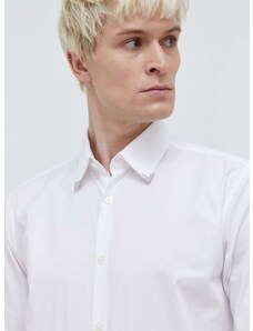 Риза HUGO мъжка в бяло със стандартна кройка с класическа яка 50508633