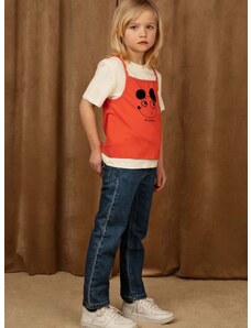 Детска памучна тениска Mini Rodini в оранжево с принт