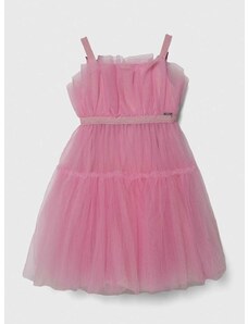 Детска рокля Guess в розово среднодълга разкроена