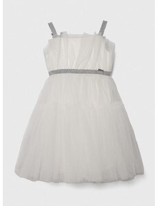 Детска рокля Guess в бяло среднодълга разкроена