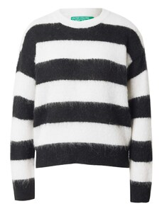 UNITED COLORS OF BENETTON Пуловер черно / бяло