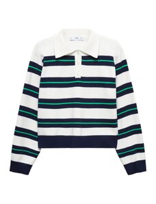 MANGO Пуловер 'CARLA' нейви синьо / зелено / бяло