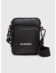 Кожена чанта през рамо AllSaints Falcon в черно