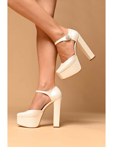 yoncystore.com Дамски официални обувки на висок ток Yoncy бяла перла