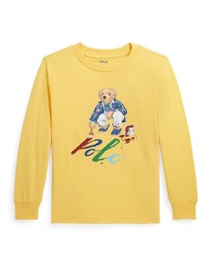 Детска блуза с дълги ръкави Polo Ralph Lauren в жълто с принт