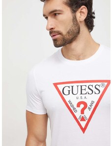 Памучна тениска Guess в бяло с принт M2YI71 I3Z14