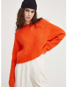 Вълнен пуловер American Vintage дамски в оранжево