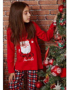 Comfort Детска коледна пижама с Дядо Коледа - Червено
