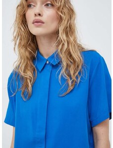Samsoe Samsoe Риза Samsoe MINA дамска в синьо със стандартна кройка с класическа яка F21200143
