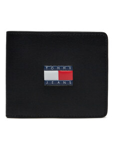 Голям мъжки портфейл Tommy Jeans Tjm Heritage Leather Cc Wallet AM0AM12082 Black BDS