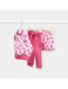 Mayoral Комплект от три части със суичър, къси и дълги спортни панталони с ябълки за бебе момиче Майорал