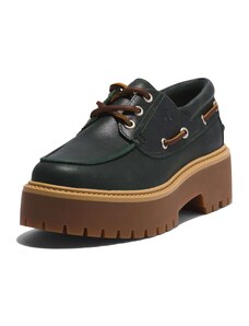 TIMBERLAND Обувки с връзки 'Stone Street 3 Eye Boat' кафяво / тъмнозелено