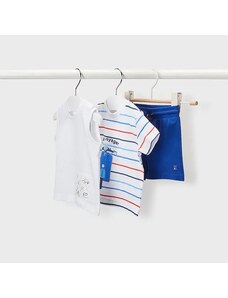 Mayoral Трикотажен комплект от три части за бебе момче в синьо Майорал