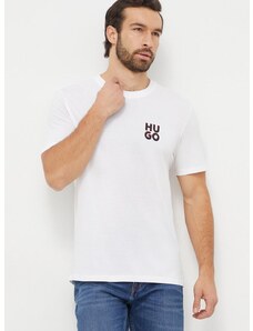 Памучна тениска HUGO (2 броя) в бяло с принт 50492550