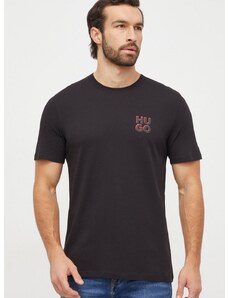 Памучна тениска HUGO (2 броя) в черно с принт 50492550
