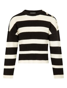 Morgan Пуловер черно / бял памук