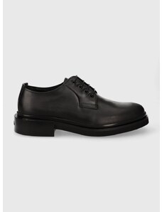 Кожени половинки обувки Calvin Klein POSTMAN DERBY в черно HM0HM01356