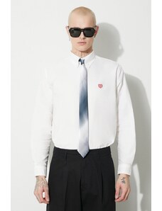 Памучна риза Human Made Oxford B.D мъжка в бяло със стандартна кройка с яка с копче HM26SH001