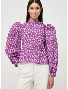 Памучна риза Custommade Deia дамска в лилаво със стандартна кройка 999376294