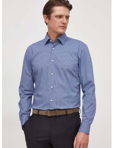 Риза BOSS мъжка в синьо с кройка по тялото класическа яка 50510204