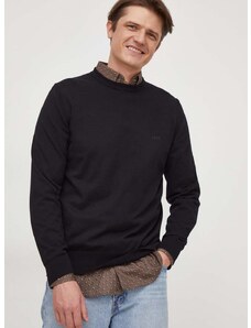 Памучен пуловер BOSS в черно от лека материя 50506023