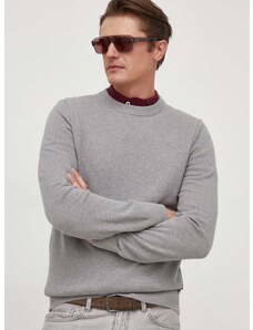 Памучен пуловер BOSS в сиво от лека материя 50506022